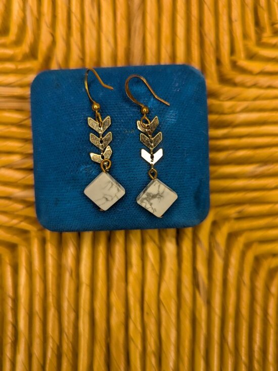 Jewelry - Marble Square Drop Earrings